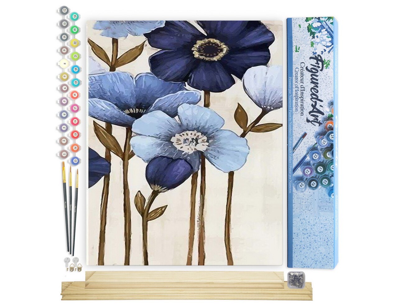 Figured'Art Paint by Numbers Kit for Adults Orchid 16"x20" - Craft Art Painting Rolled Canvas with DIY wooden frame